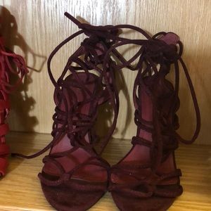 Burgundy Lace Up Heels